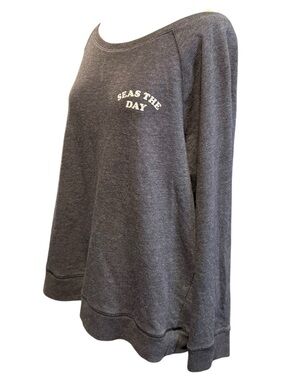 Victoria’s Secret PINK Open Back Sweatshirt Gray “Seas The Day” Women’s Large